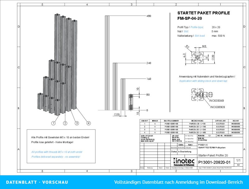Datenblatt-Vorschau MECHANICS Starter Paket Profile 20x20 (INO009351)